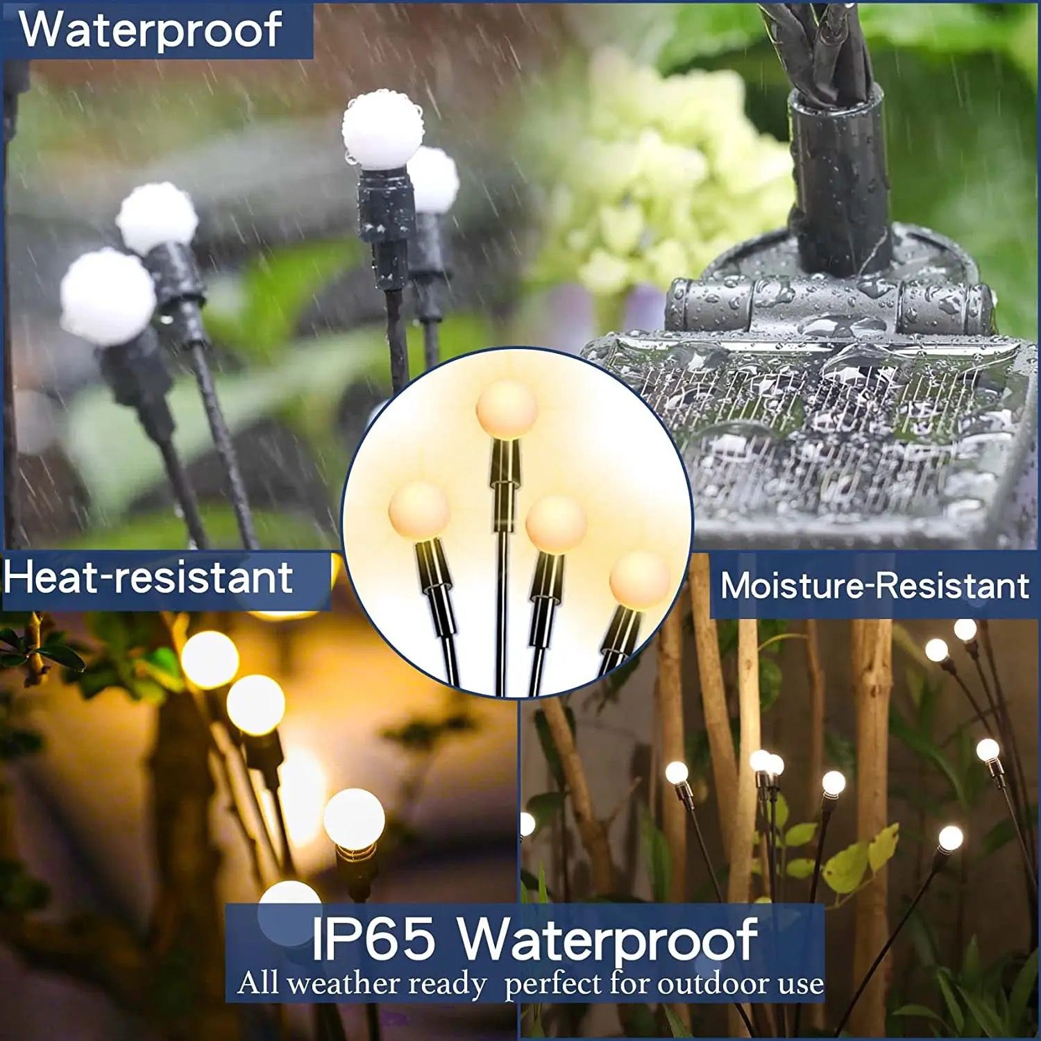2 Pcs LED Solar Flame Light Lamp Flickering Waterproof Garden Lamp