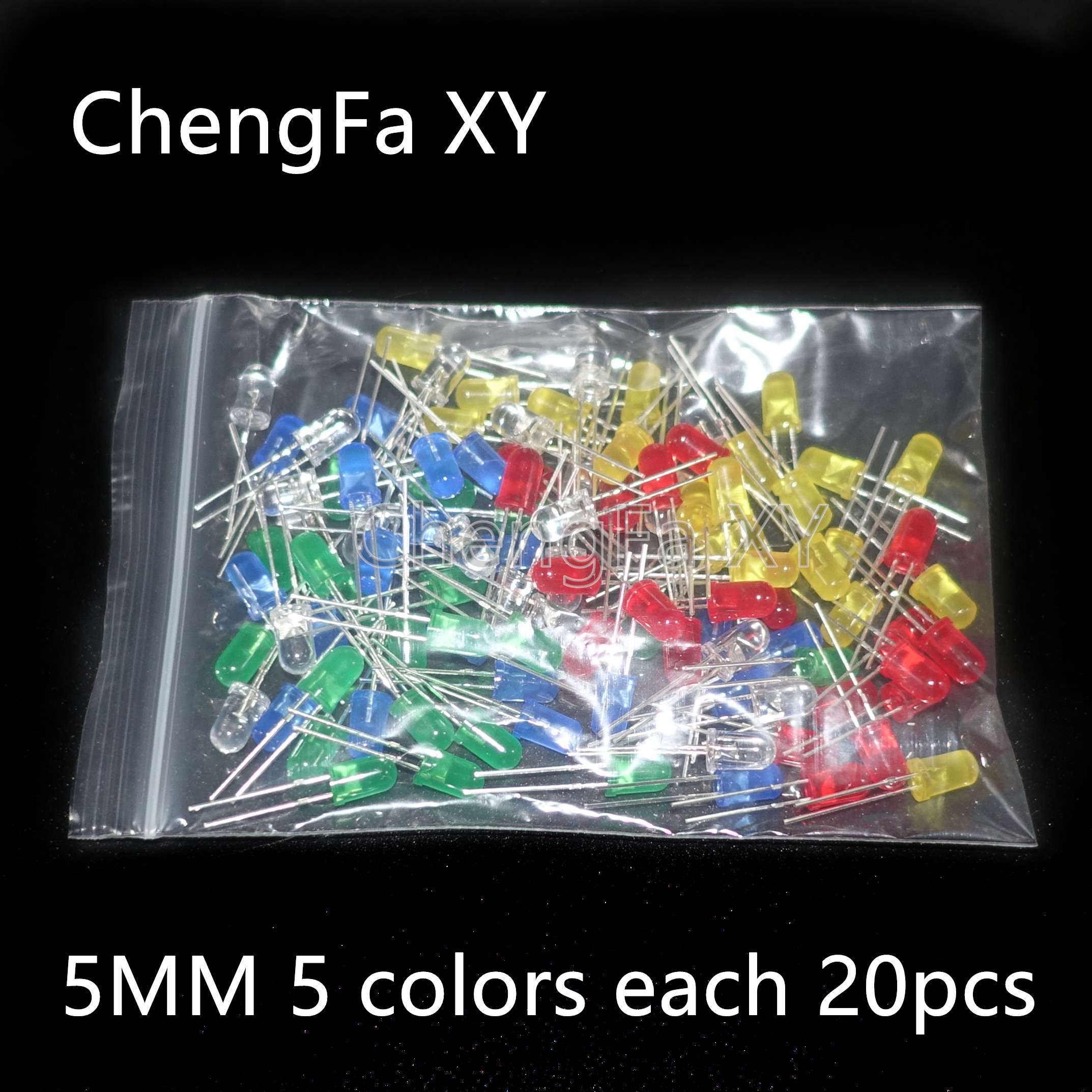 100PCS 3mm and 5mm LED Lights Emitting Diodes Assortment Set Kit for Bright White Red Blue Green Yellow F3 F5