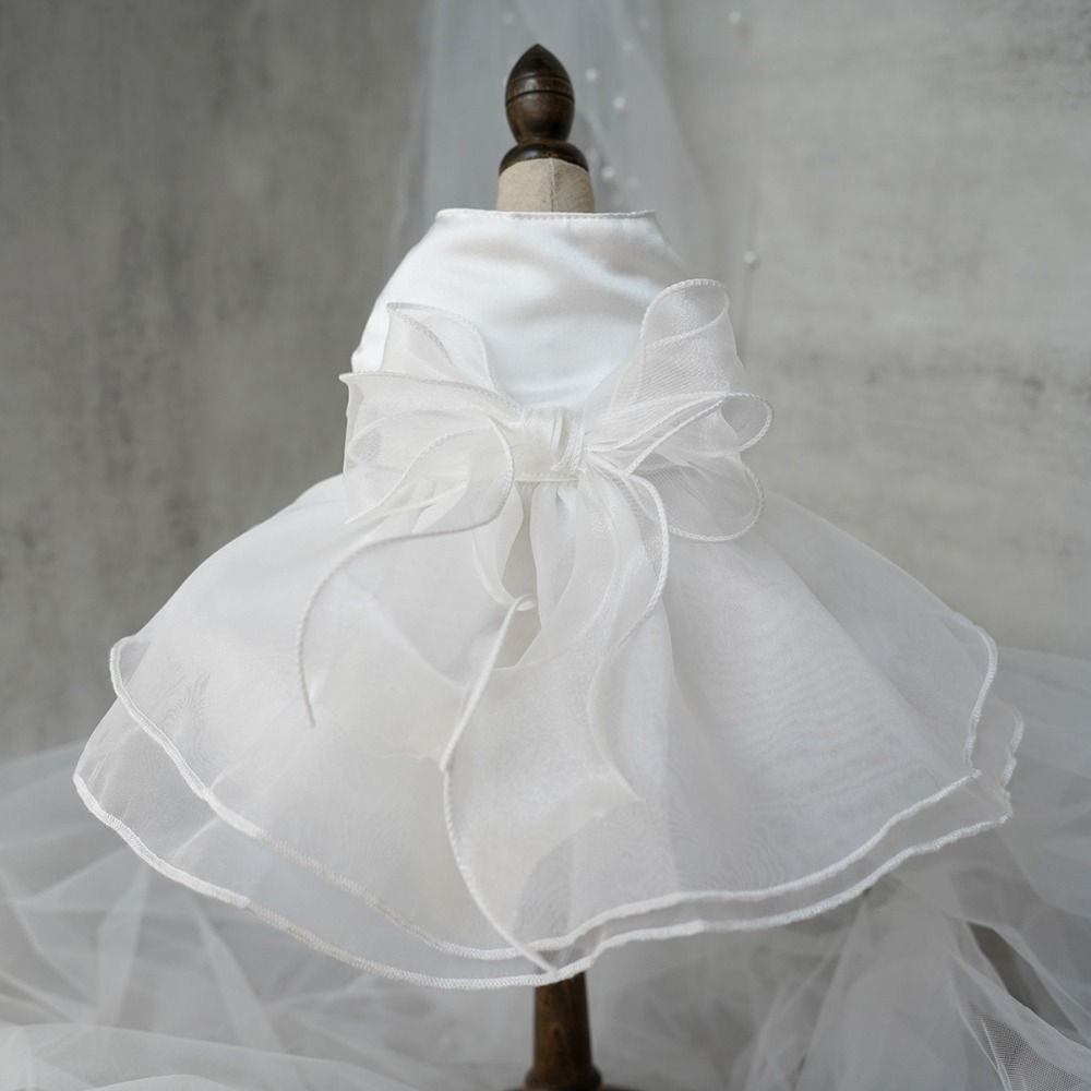 Chihuahua White Dog Wedding Dress Small Organza Princess Dresses Cute Elegant Puppy Wedding Costume Cat