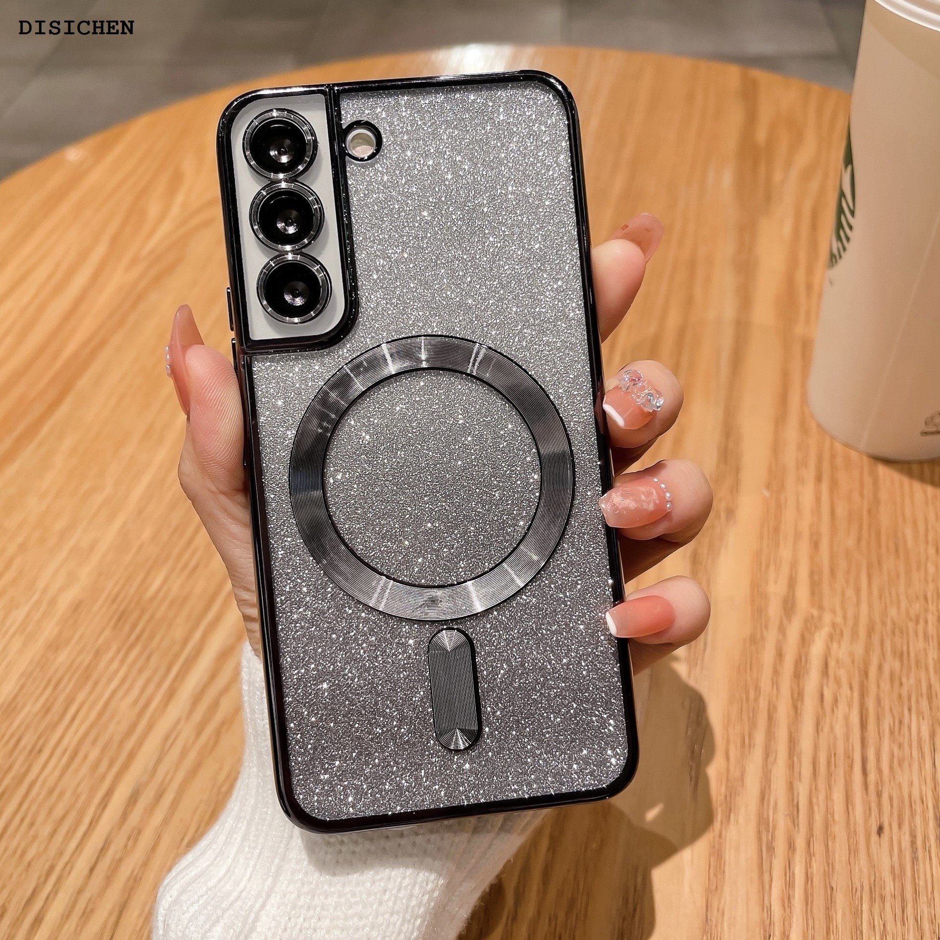 DISICHEN Profesional For Samsung Galaxy S24 S23 S22 S21 FE Ultra Plus Case Bag Plating Silica Gel Bling Ring Phone Back Cover Purple Powder black red