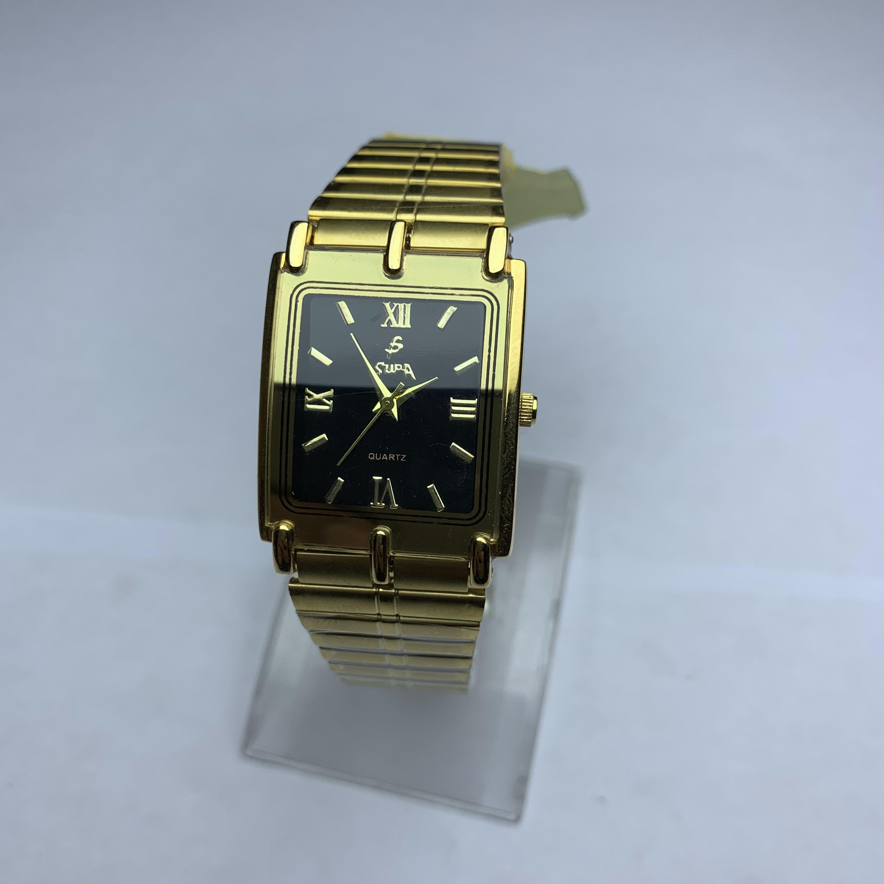 Casual Design Rectangle Shape Watch For Men | Rectangle Shape Supa Black Dial Stainless Steel Waterproof Warranty Wrist Watch For Men || Sold By Watch House