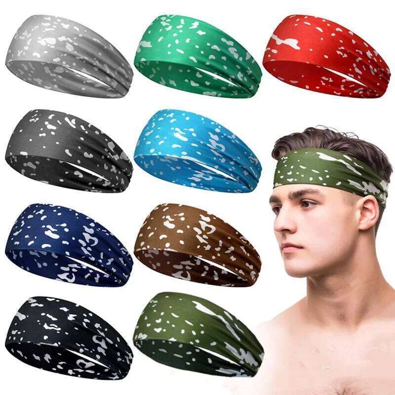 1pc Headband Sweatband Printing Gym Running Yoga Hair Bands Quick Dry Breathable Outdoor Sports Headwear Tennis Headwrap