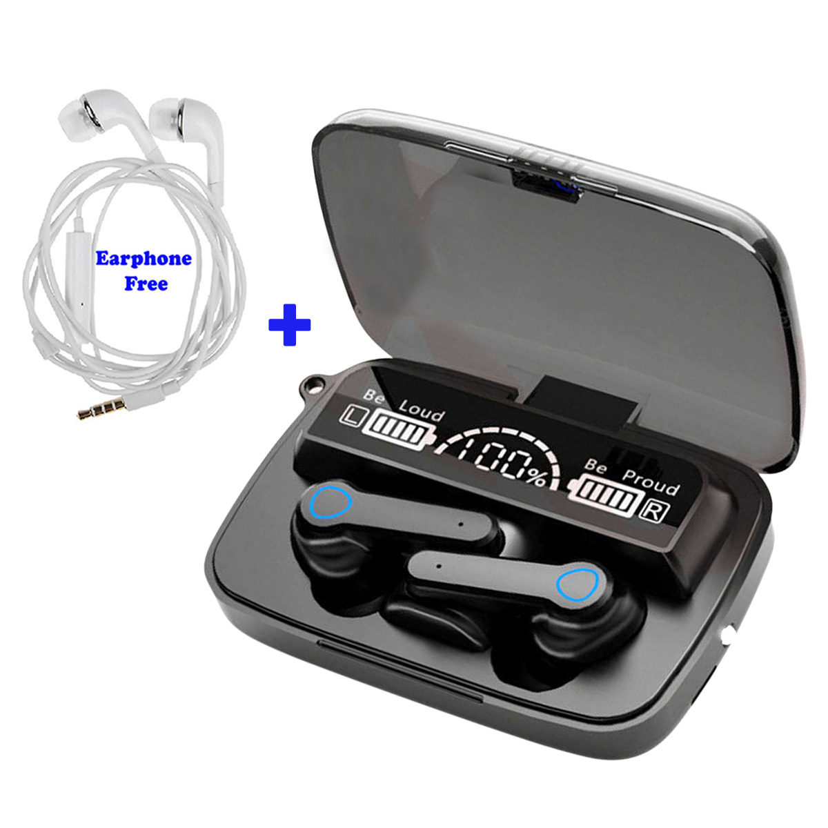M19 Wireless Earbuds TWS Large Screen Dual LED Digital Display Touch Bluetooth Earbuds Mini Portable Sports Stereo in Earbuds with free Earphon