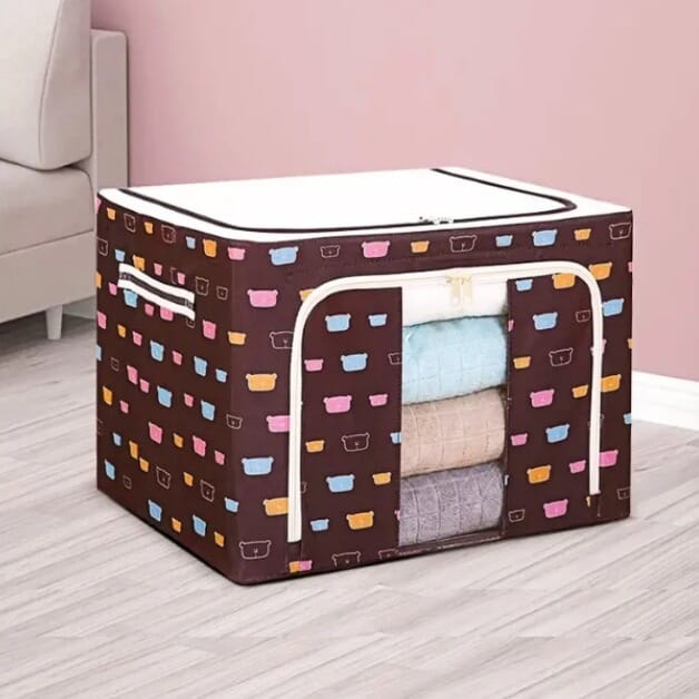Saari/Clothes Storage Box Multi Colour 66 Liters Rectangular Foldable Clothes Storage Box Set Of 2 Pcs By Hajurko Online