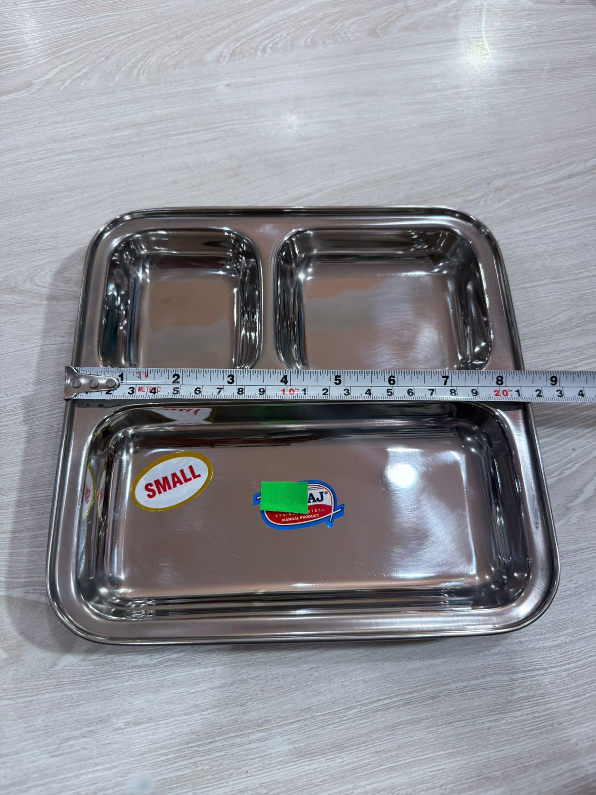 Stainless Steel Baby Khande Thal 8'' (square)