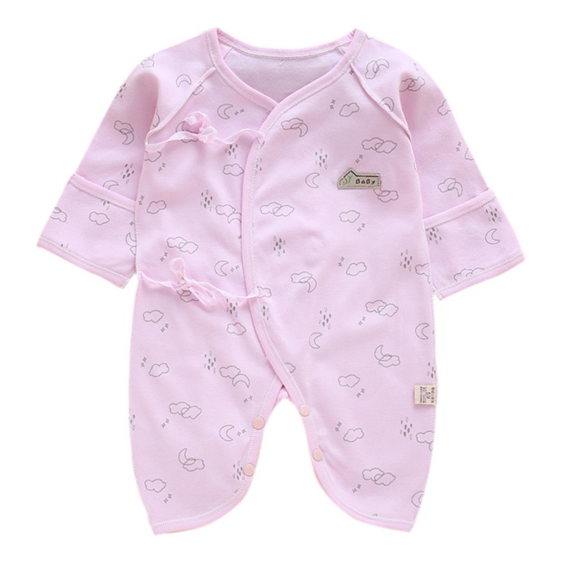 ( Pink/0-3M ) Spring Autumn Newborn Baby Romper Long Sleeves Cotton Baby Pajamas Cartoon Printed Baby Girls Boys Clothes 0-3 Months Bles Online DZ-9B-09