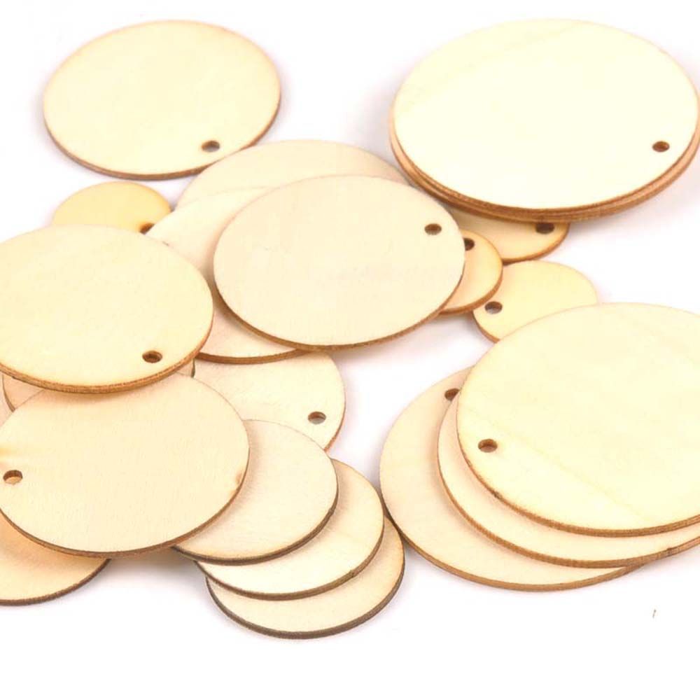50pcs Handmade NEW Round Shape Slice Laser Cut Wooden Ornament Hanging Pendant Wood Piece Wood DIY Craft
