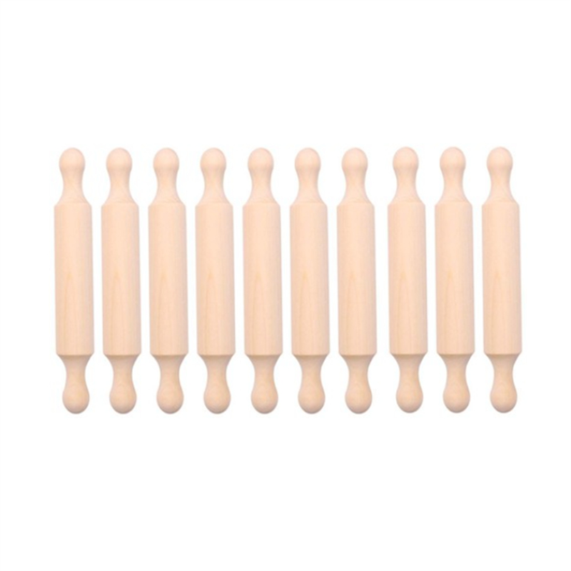 OUMERY 7In Wooden Mini Rolling Pin Long Kitchen Baking Small Dough Rolling Pin for Children Fondant Pastry Pizza Crafting 10Pcs