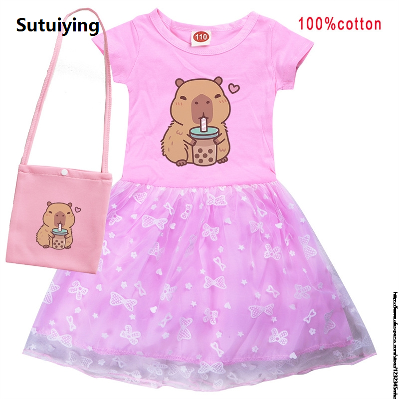 Sutuiying Cute unki Cartoon hes ids arty Lace aby Short High Quality Se Casual es with Small ag Children Vestido