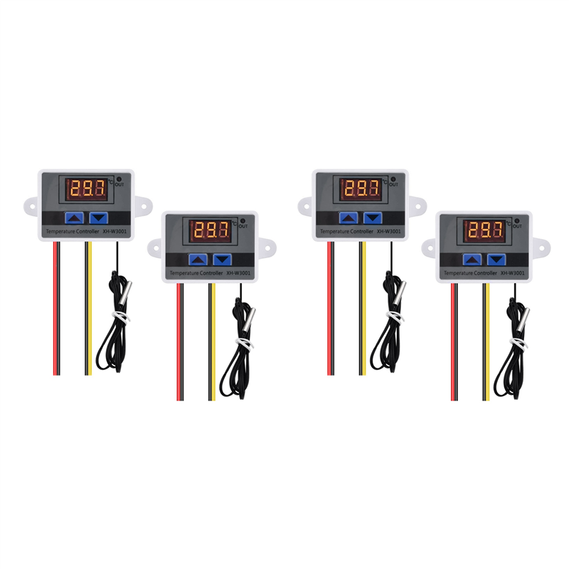 NAMUNY 4Pcs XH-W3001 Digital Temperature Controller with Sensor AC110V-220V Thermostat Temperature Switch Heating Cooling