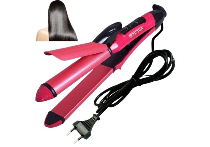 2 In 1 Professional Hair Curler and Straightener | Ceramic Hair Styling Iron | Fast Heating Hair Straightener & Curling Tool for Women