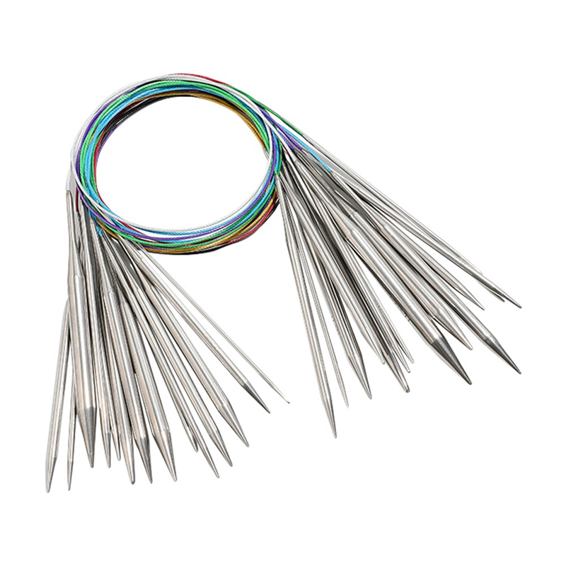 (GGBR)-DIY Knitting Craft Crochet Suit Do Not Call the Tool Stainless Steel Round Needle Metal Circular Knitting Needle