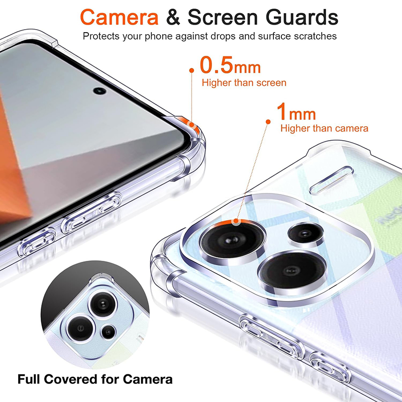NEW Transparent Shockproof Silicone Soft Case For Xiaomi Redmi Note 13 12 Pro Plus Pro+ 4G 5G Luxury Ultra Thin Clear Shell Cover