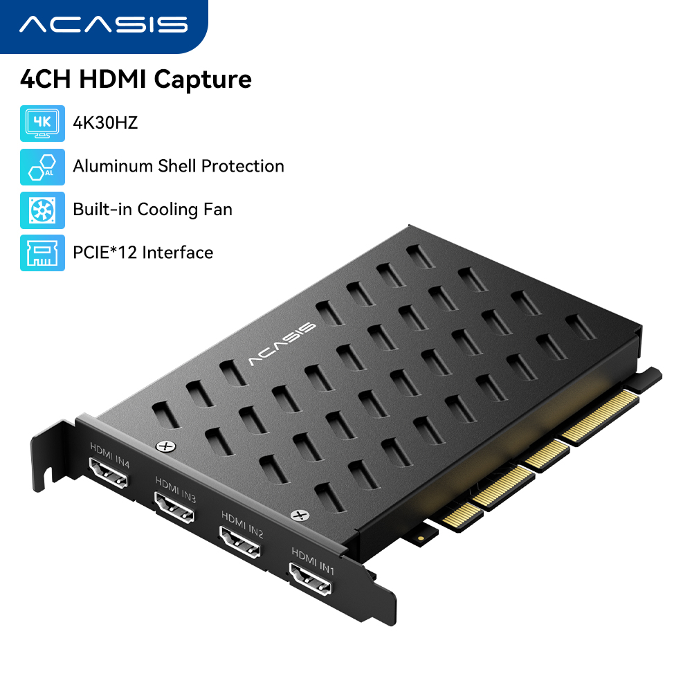 Acasis Quad 4K Built-in HDMI Gaming Video Capture Card for Computer Motherboards,Live Gaming Hardware