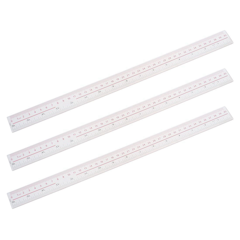 JAERBEE 3X 40cm 16 Inches Length Measure Clear Plastic Straight Edge Ruler