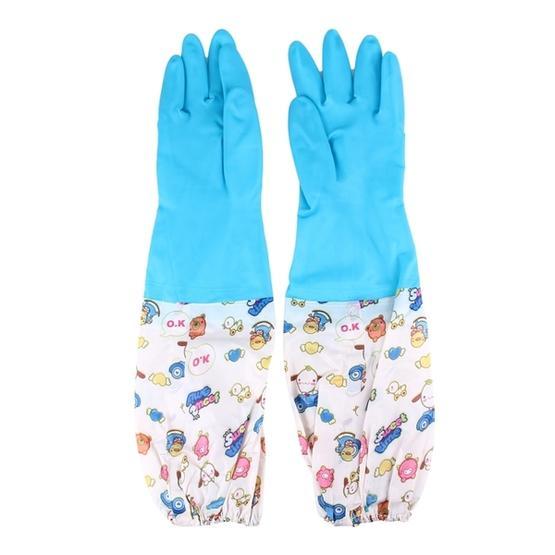 1 Pair Reusable Waterproof Dish Washing Cleaning Long Gloves Household Kitchen