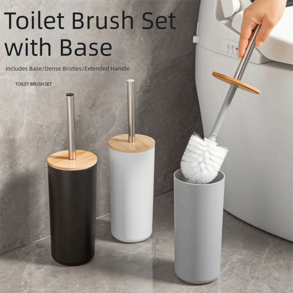 High Quality Anti Drip Toilet Brush Set Standing Base Long Handle Toilet Scrubber Stainless Steel Handle Soft Bristles Toilet Rim Cleaner Brush Bathroom Use