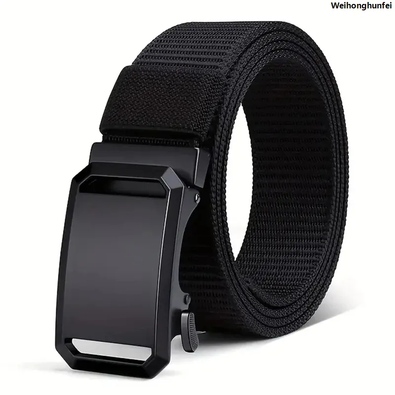 WeihonghunfeiFifty percent discount Men's Belt Automatic Metal Buckle Nylon Webbing Outdoor Work Tactical Belt Toothless Automatic Buckle Casual Sports Canvas Belts