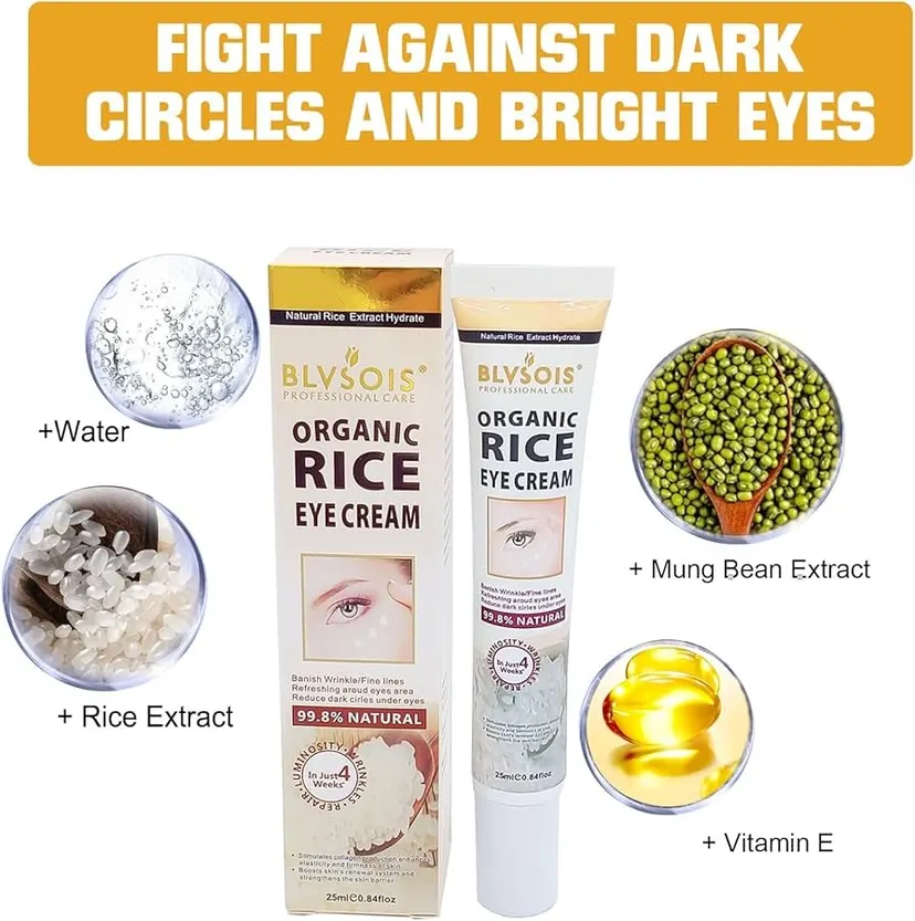 Raw Pulp Eye Cream Anti Aging Eye Cream for Dark Circles and Puffy Eyes (Rice Cream)