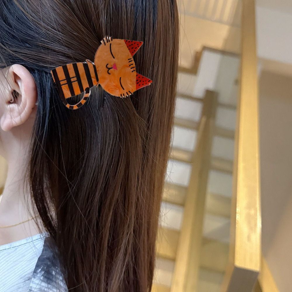 Cute Animal Cat Acrylic Hairpin Bang Clip Hair Accessories Cartoon Duckbill Clip Cartoon Hair Clip Kids