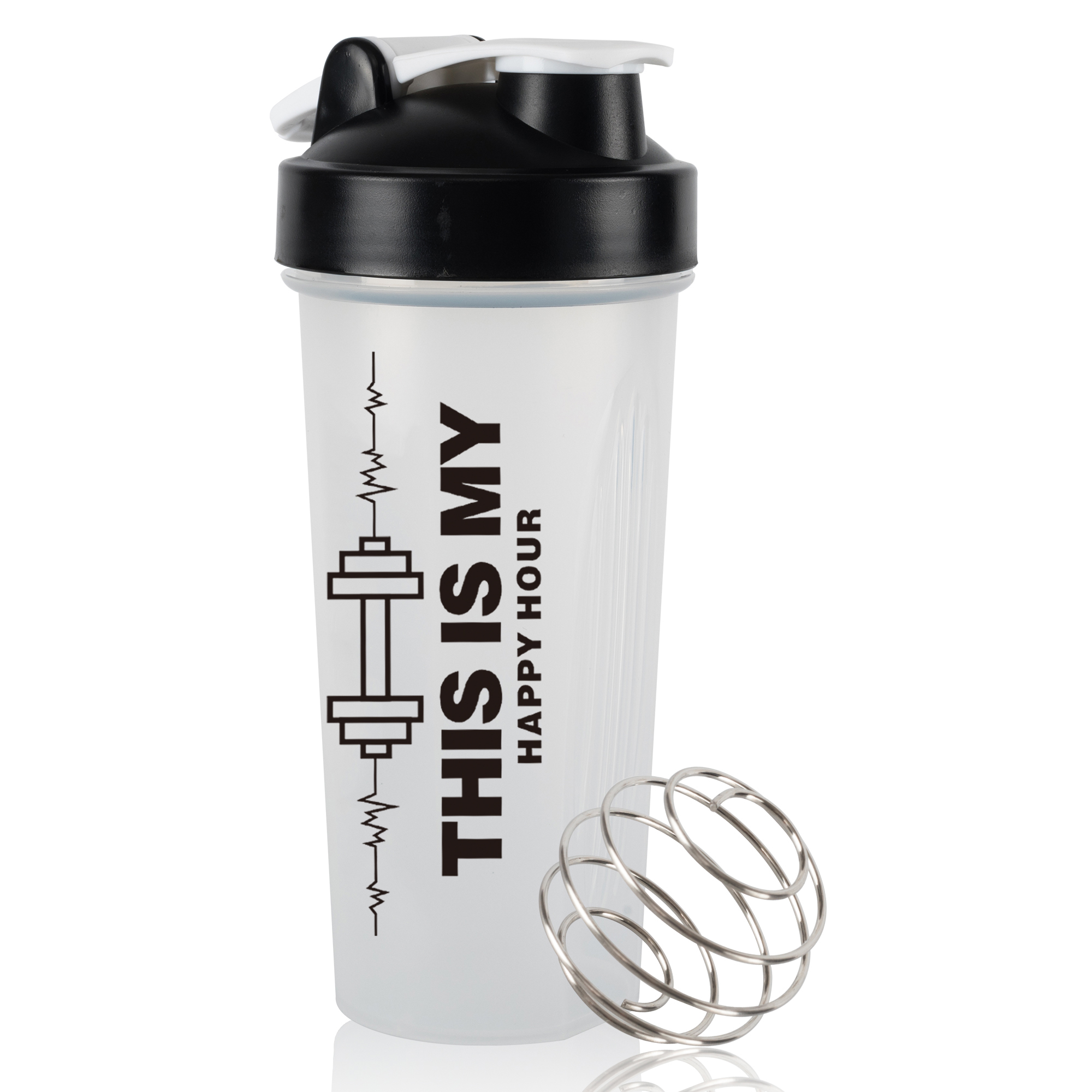 Protein Shaker Bottle 20oz Supplements Mixes Drink Cup with Blender Ball Motivation 600ml Clear Measure Leak Proof for Gym Sport Bles Online DZ-31A-24