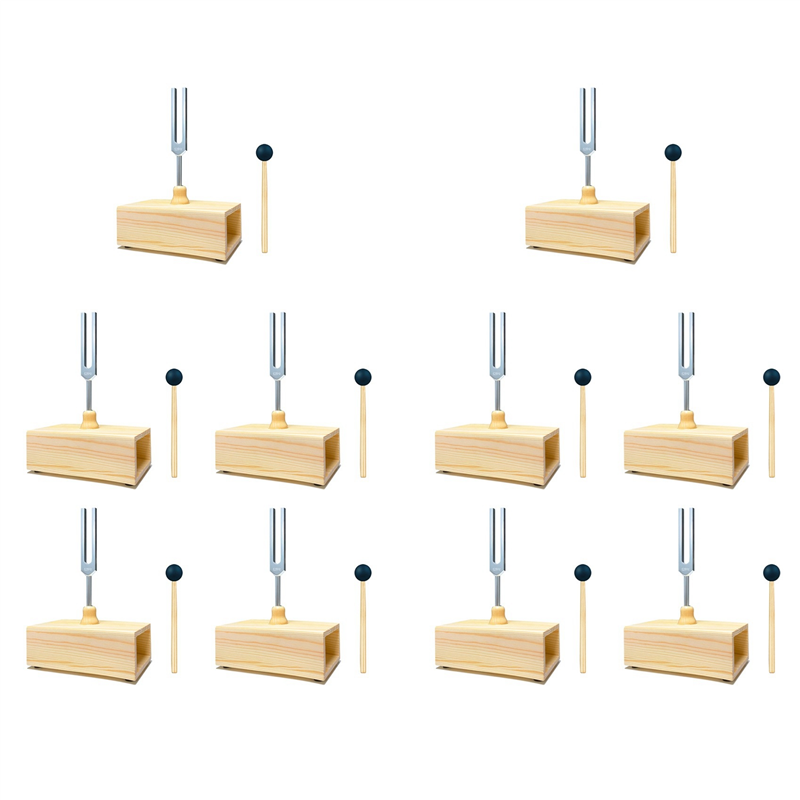 10X 528Hz Tuning Fork with Resonance Box, Aluminum Alloy, Wooden Speaker, Perfect for SPA Aromatherapy
