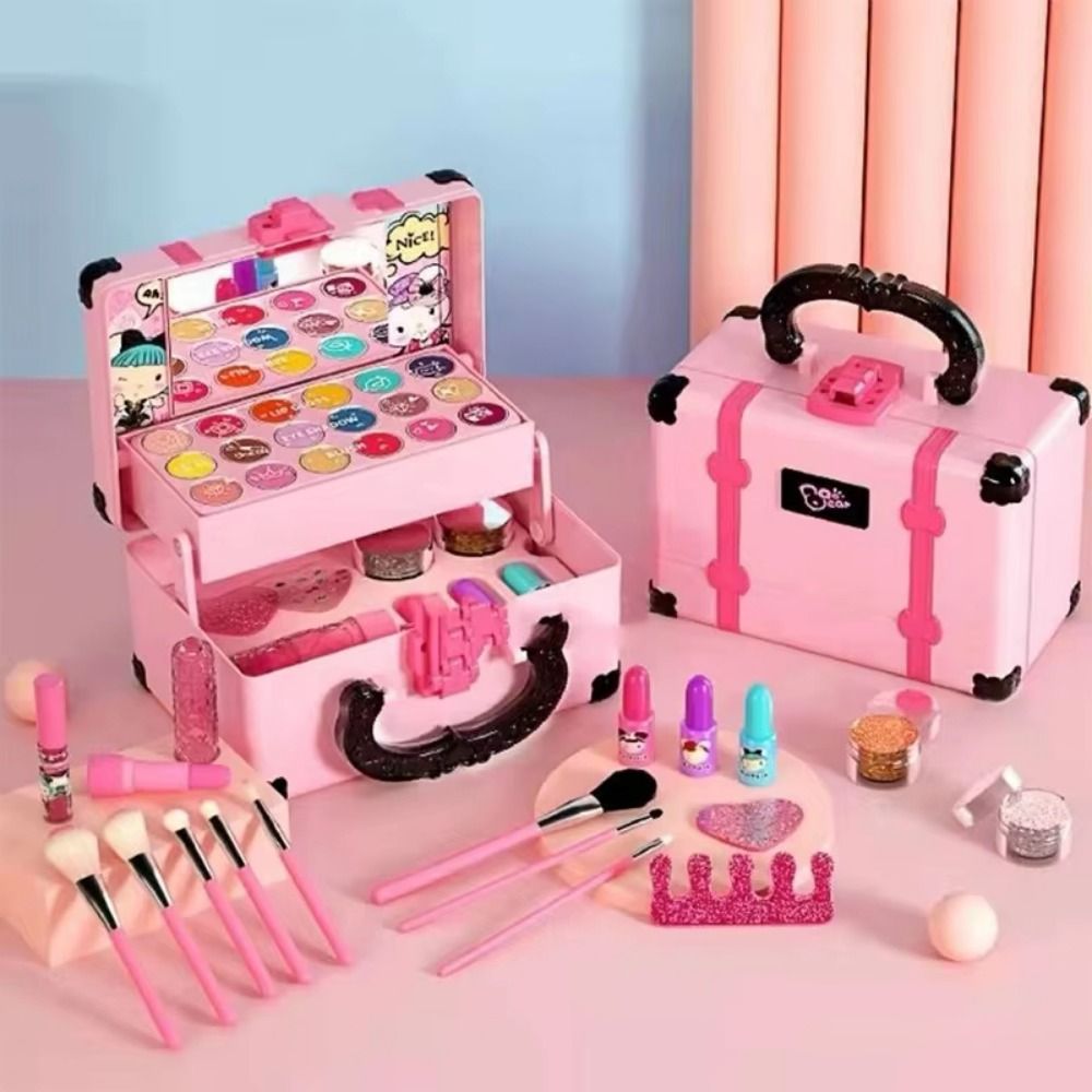 Simulation Pretend Play Lipstick Children's Makeup Toys Portable Eye Shadow Children Cosmetic Beauty Set Birthday Gift Nontoxic Kids Makeup Kit for Girls