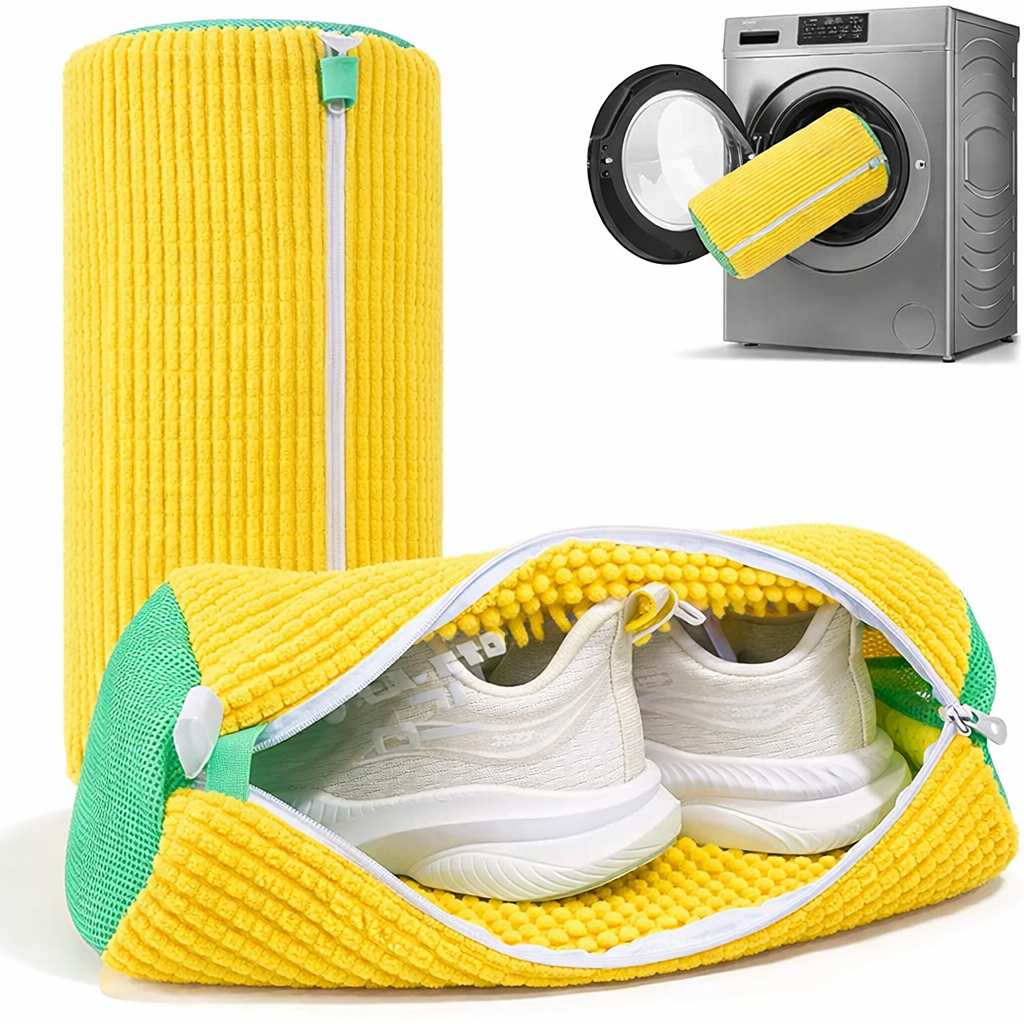 Shoe Washing Machine Bag: Laundry Shoe Bag for Washer and Dryer - Reusable Shoe Cleaning Bag for Sneaker Tennis Shoes Unstain Cleaner Kit (Yellow )