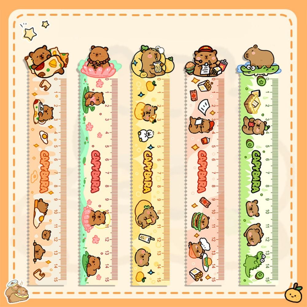 Creative Acrylic Capybara Set of Rulers Drawing Tools Office Supplies Straight Ruler Cute Cartoon Protractor