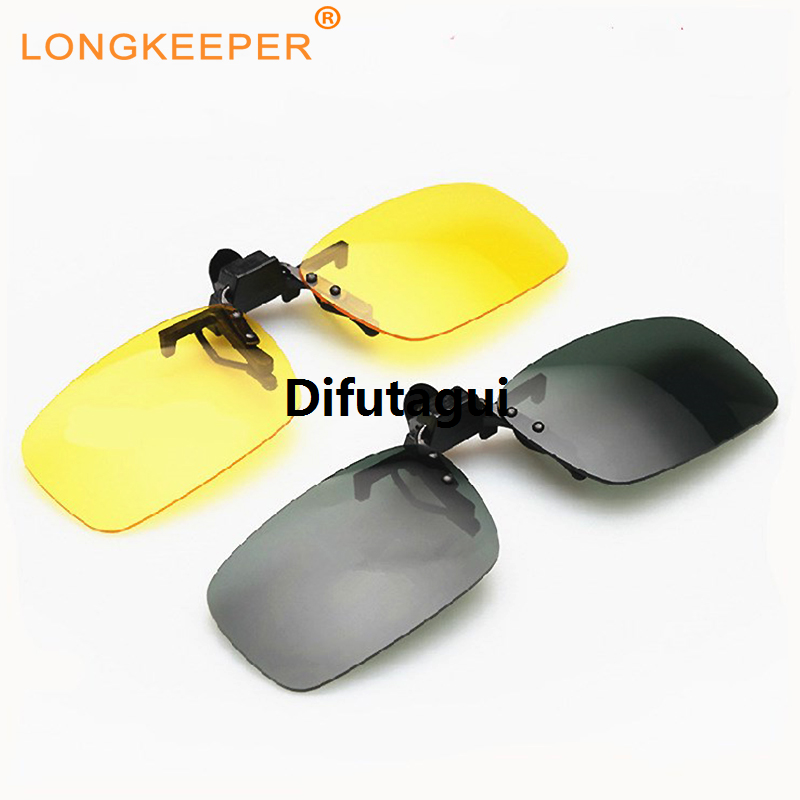 Difutagui Night Driving Glasses Yellow Lens Fashion Clip On Sunglasses For Profesional Men Women Night Vision Glasses Anti Glare UV Driver Goggles