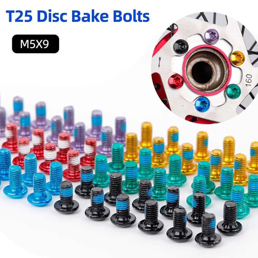New M5x9mm Bicycle Disc Brake Rotor Bolts Steel Material T25 Torx Disk Brake Bolts Road Bike Brake Screws