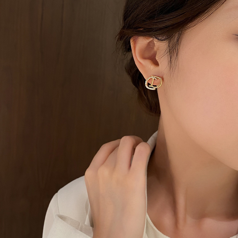 Trendy Alphabet Initial Stud Earrings - Stylish Luxury Party Jewelry for Women & Girls