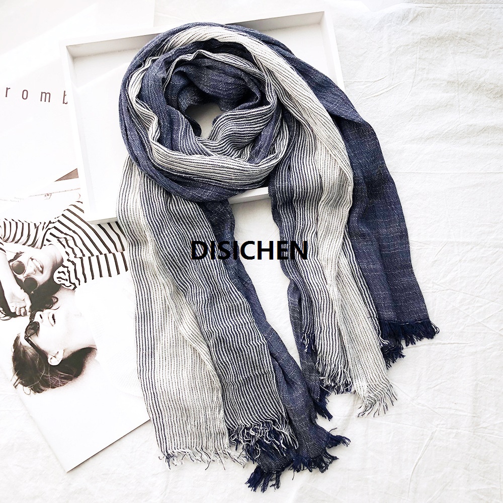 DISICHEN Fashion Striped Men Scarf Cotton Linen Autumn Winter Men's Pashmina Warm Neckerchief Casual Male Accessories Bufanda Shawl Luxury