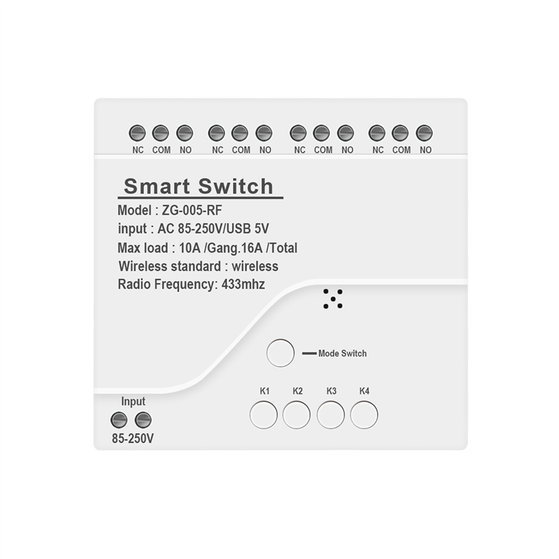 NCANRUI 4CH Zigbee Smart Light Switch Module AC 85-250V RF433 Receive 10A Relays Work with Alexa Assistant,Tuya Smart Life