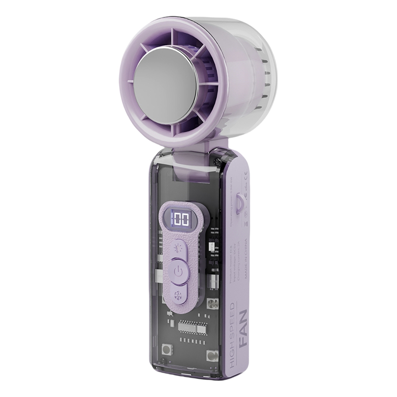 Portable Fan Rechargeable Handheld Outdoor Turbo Fan Overcharge, Overcurrent and Overdischarge Protection Purpler