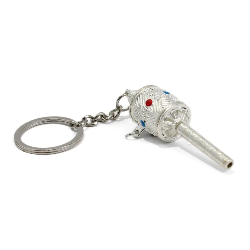 Silver Color Prayer Wheel Handmade Keychain