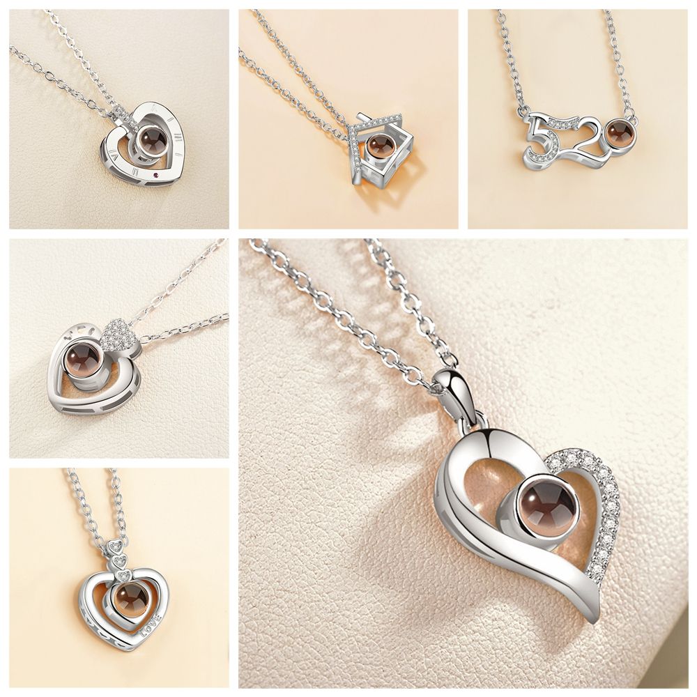 Jewelry Collier Romantic Fashion Boho Crystal 100 Languages Projection Bohemia I love You