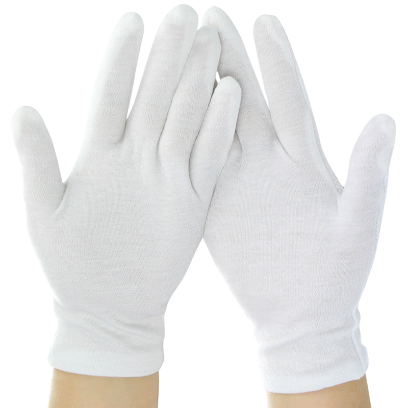 Bizzy 1 Pairs New Full Finger Men Women Etiquette White Cotton Gloves Waiters Drivers DUJU