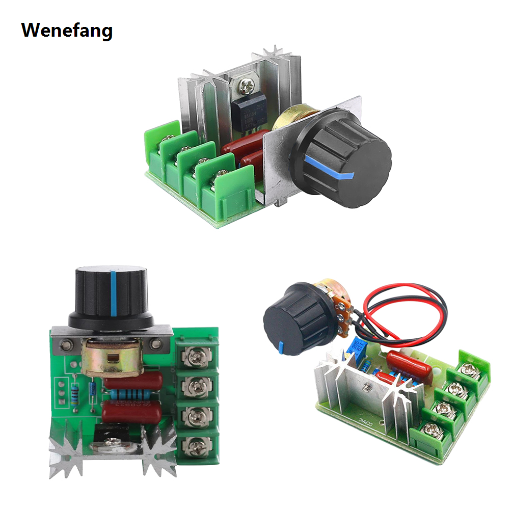 Wenefang AC 220V 2000W Electronic Voltage Regulator Module 25A Adjustable Motor with Control Knob Speed Controller Regulation High Power