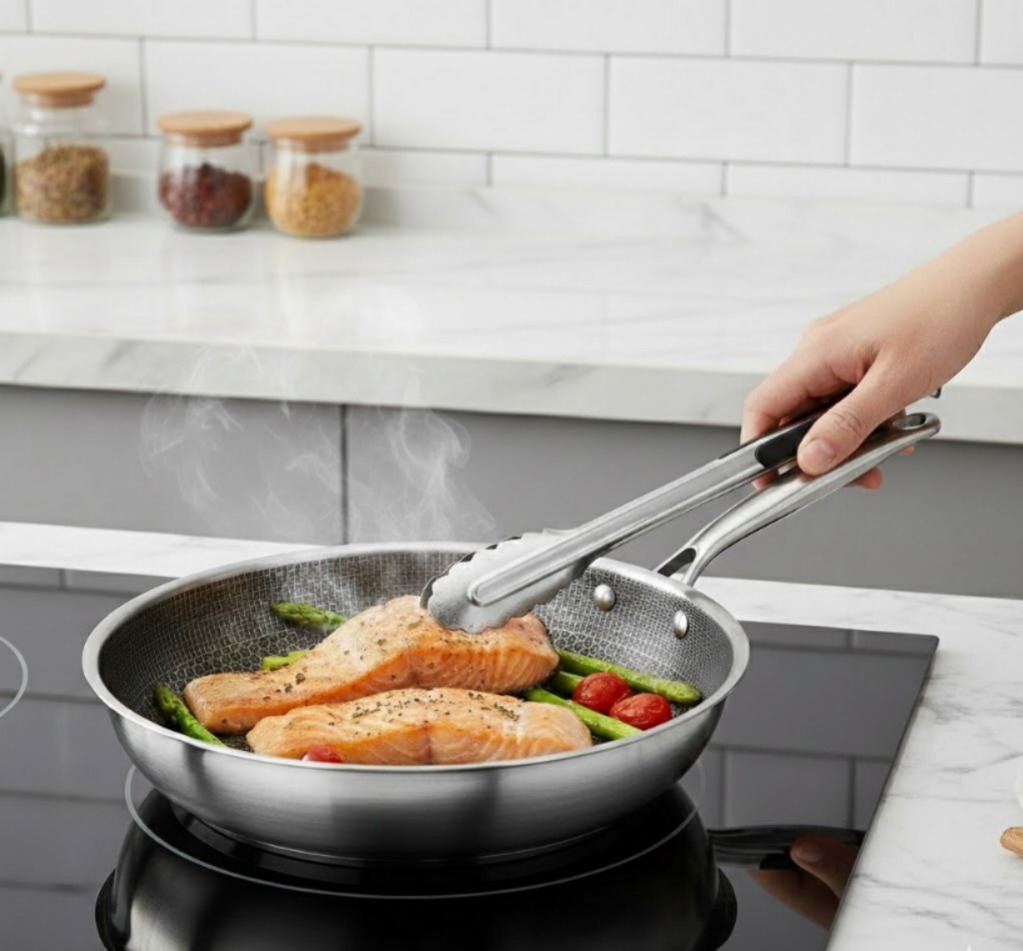 Honeycomb Structure Hex Design Non-stick Fry Pan 24 cm Stainless Steel