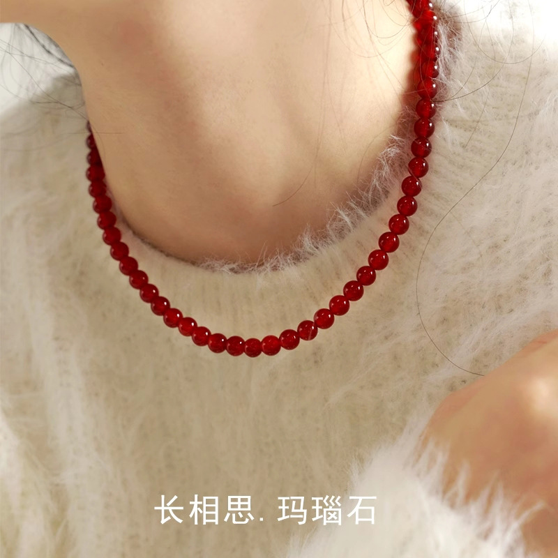 【Mega Sale】New Red Necklace Women's Ethnic Style Autumn and Winter New Vintage Simple Women's Jewelry
