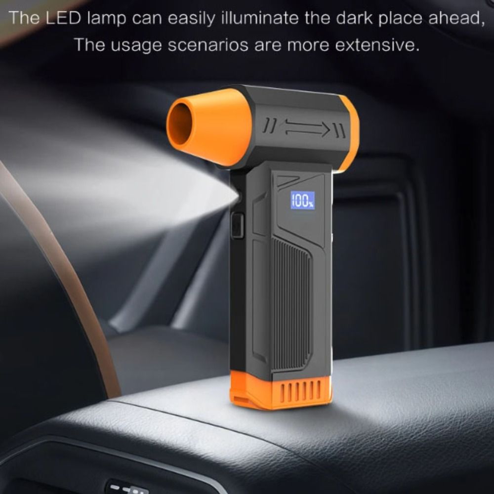 Powerful Performance LED Light Wireless Jet Fan Digital Display High Power Turbo Air Blower Brushless Motor 4000mAh Battery Violent Air Blower Outdoor Use