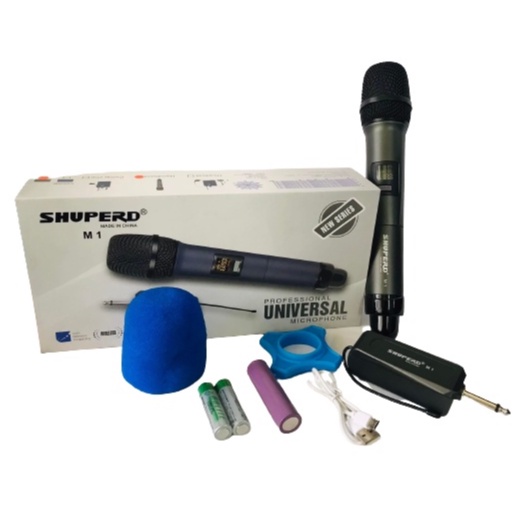 Shuperd Professional UHF Wireless Handheld Microphone with Rechargeable Receiver - Unidirectional, Noise Reduction, LED Display, 6.35mm Jack