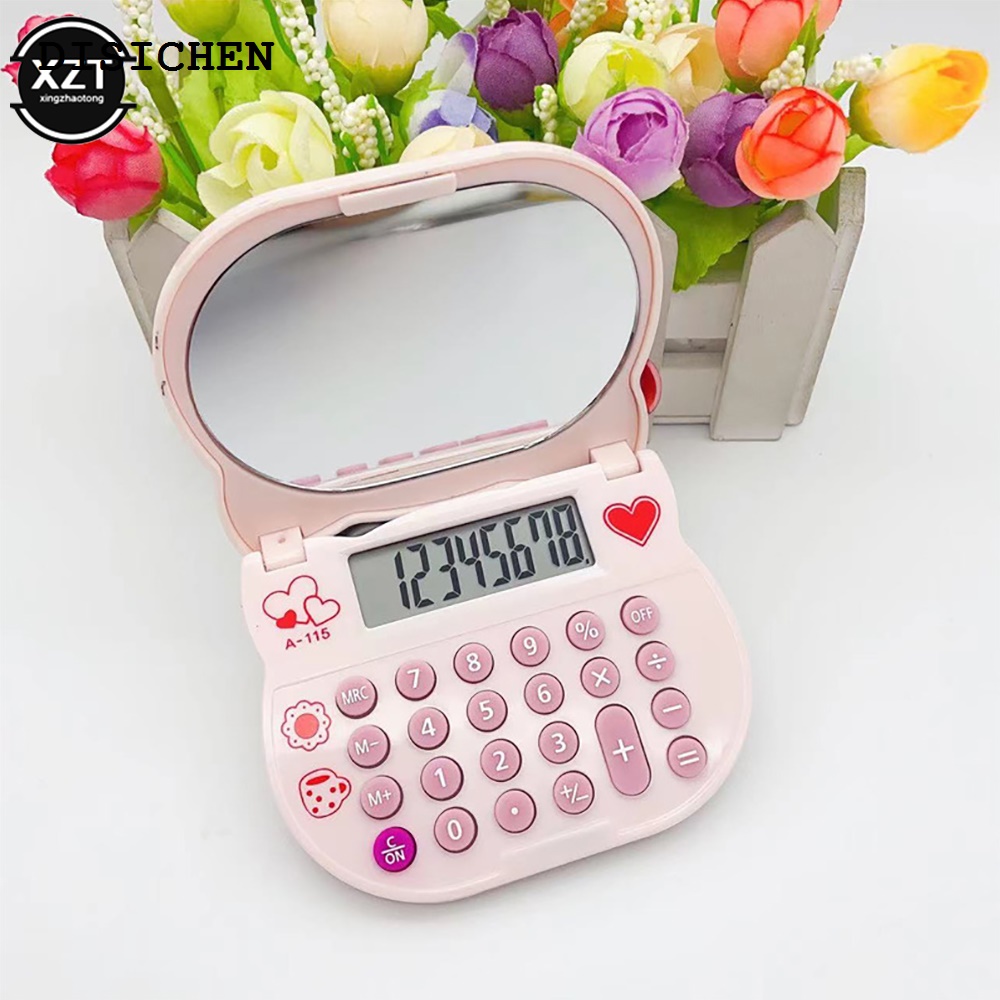 DISICHEN Hot Selling New Cute Makeup Mirror Calculator Accessories Cute Anime Cartoon Kawaii Clamshell Portable Toys For Girls Gift