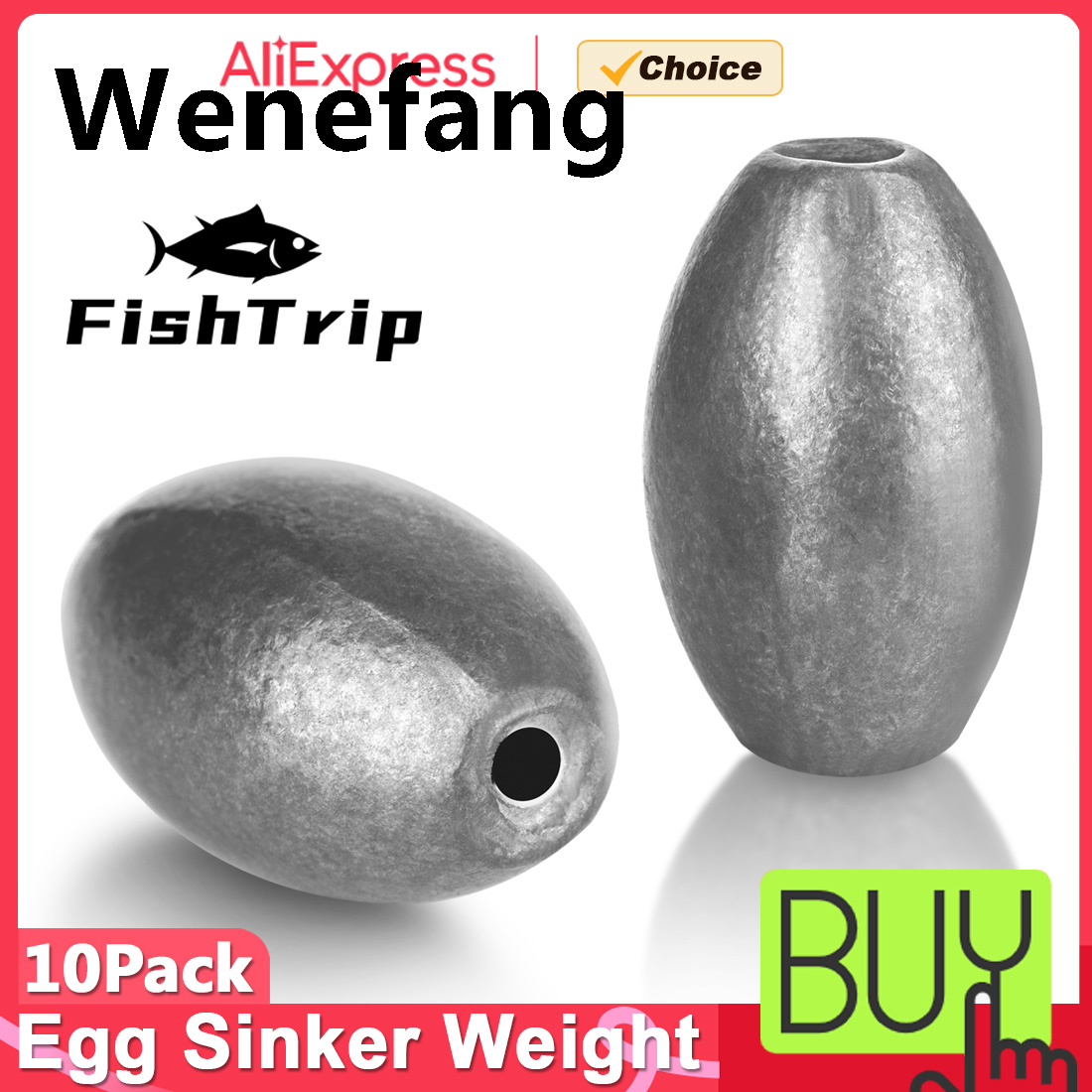 Wenefang FishTrip 10Pcs Egg Sinkers Fishing Weight Oval Shape Weights Sinkers High Quality for Fishing Currents Deep Water Surf Fishing Rig Texas Rigs