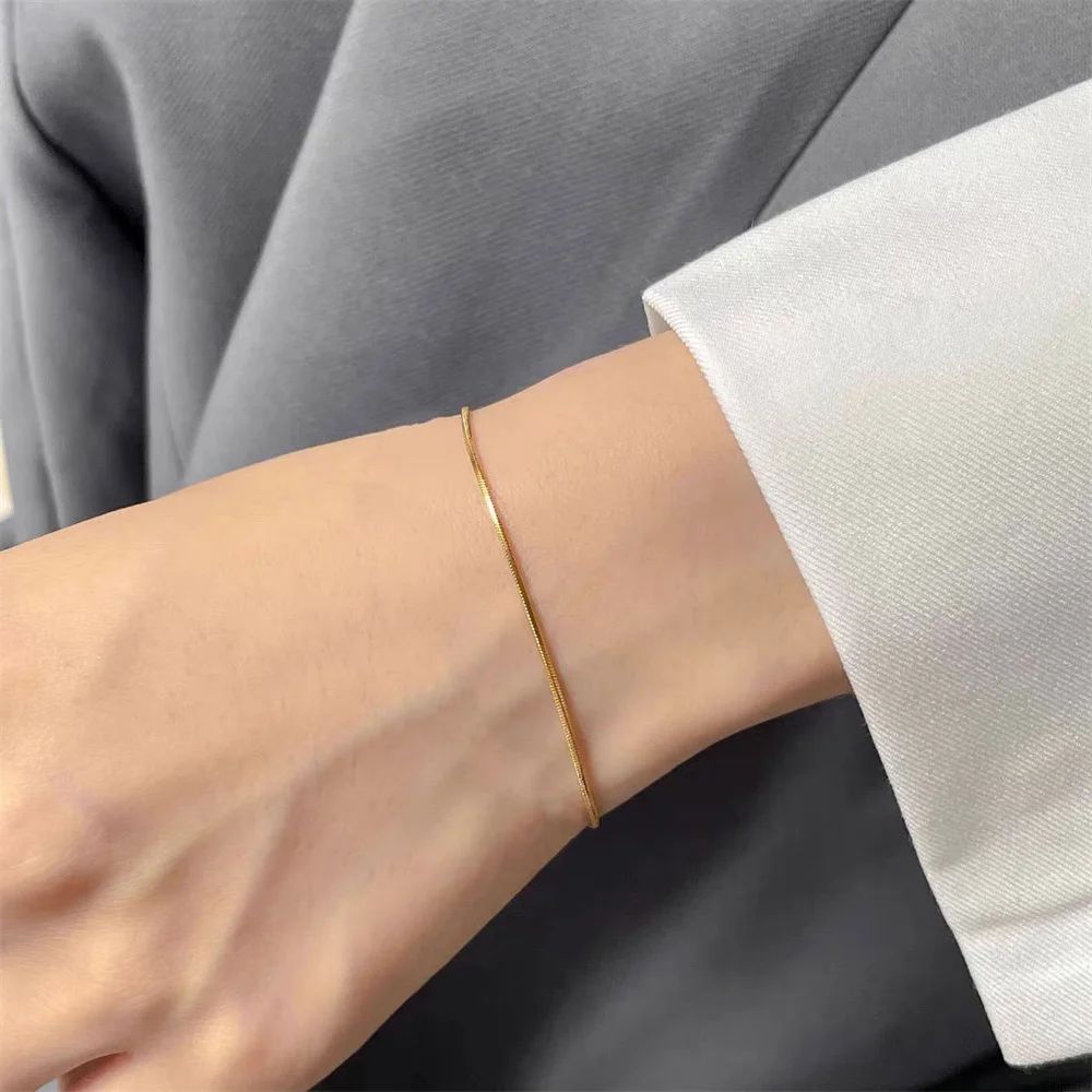 Stainless Steel Snake Chain Bracelet - Round Flexible Chain for Women, Fashion Jewelry & Jewelry Making Accessory