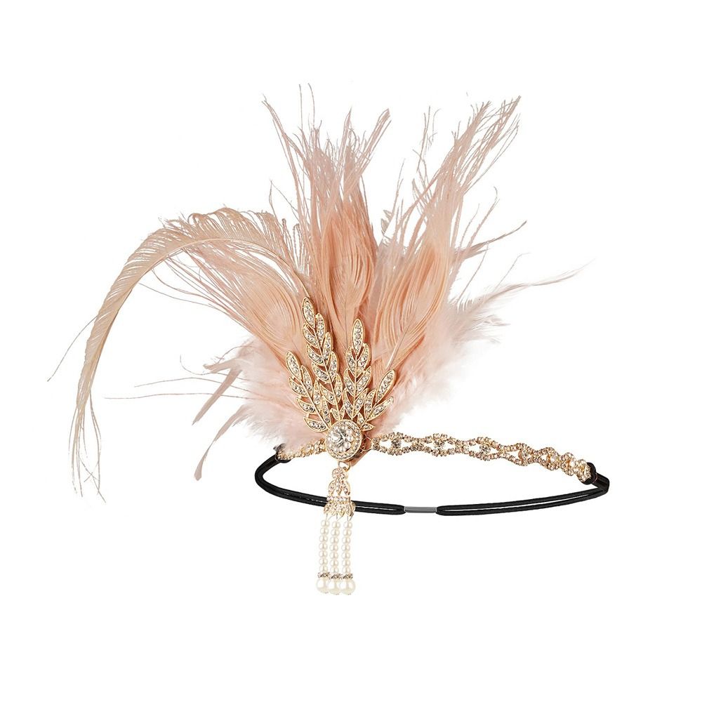 Trendy Elegant Feather Headband 1920s Cosplay Dress Headwear Makeup Party Vintage Headdress Party