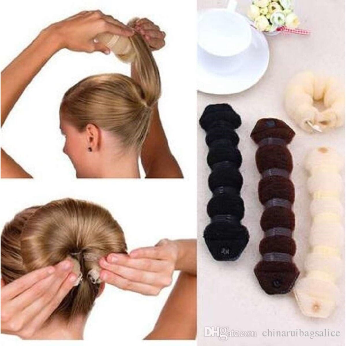 Hollywood Hair Bun Maker Sponge Bump Up Style Roll Tuck Donut Updo French Twist