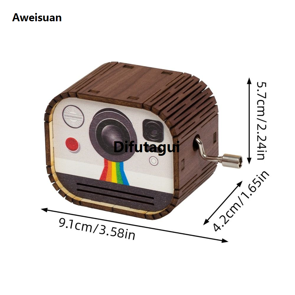 Difutagui Decorative Collectibles Happy Birthday To You Hand Cranked Wooden Music Box Musical 2025 Hot Selling Ornaments Wooden Vintage Music Box Small Retro Creative Music Box Crafts Children
