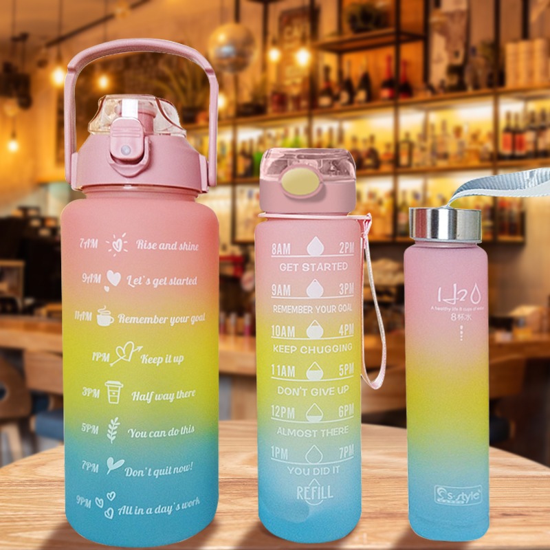 3 In 1 Water Bottle With Motivational Quotes for Office/Home/Sports/outdoor